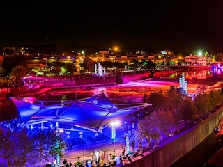 Fireworks illuminate the night sky at Island Park