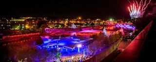 Fireworks illuminate the night sky at Island Park