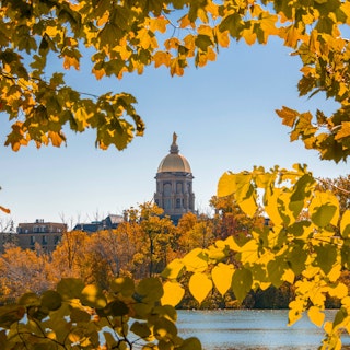 A fall foliage photo at the University of Notre Dame