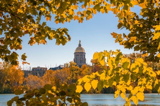 A fall foliage photo at the University of Notre Dame
