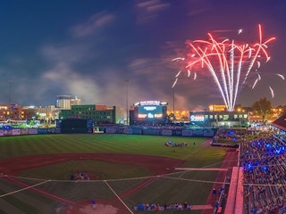 A firework goes off above Four Winds Field