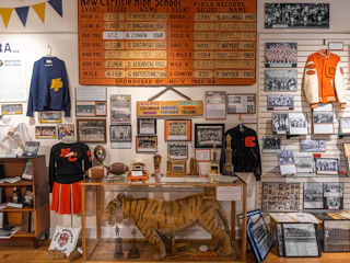 Historical high school memorabilia from the New Carlisle History Museum
