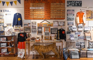 Historical high school memorabilia from the New Carlisle History Museum