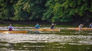 Kayakers racing on the St. Joseph River