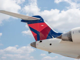 A close up of a plane at the South Bend International Airport