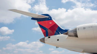 A close up of a plane at the South Bend International Airport