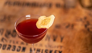 A closeup shot of a cocktail at The Exchange Whiskey Bar