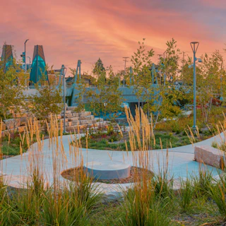A sunset view of Howard Park in South Bend
