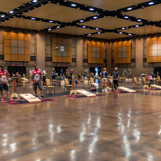 A cornhole tournament at Century Center