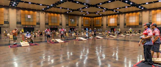 A cornhole tournament at Century Center